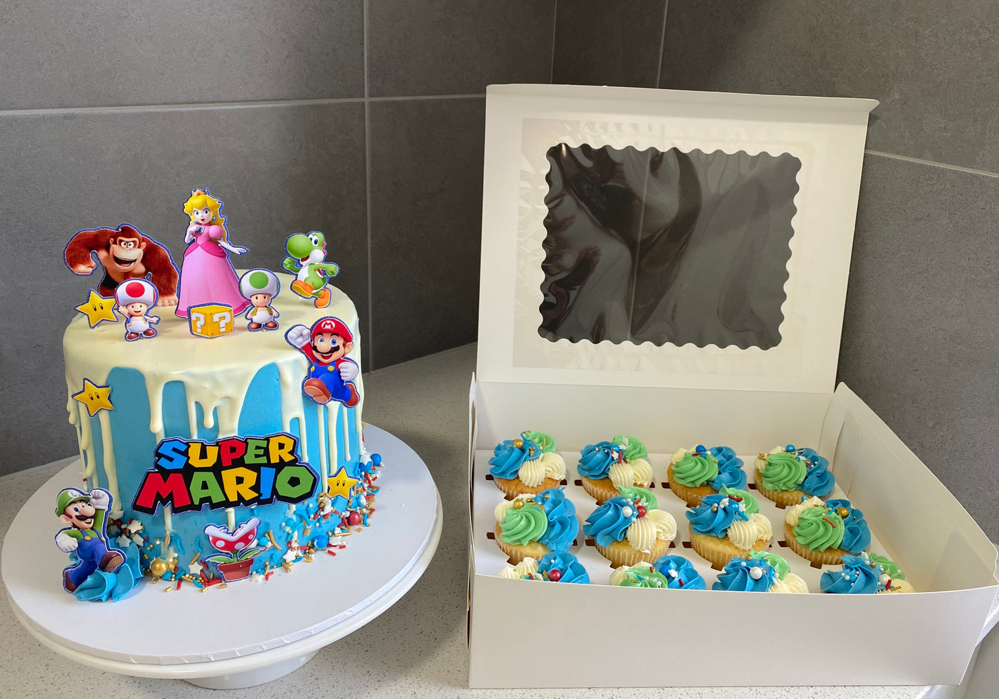 with cupcakes, super mario brothers