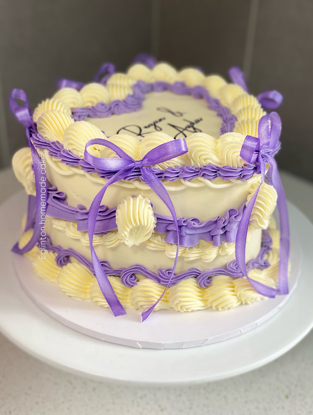 Cream and Purple Vintage Cake