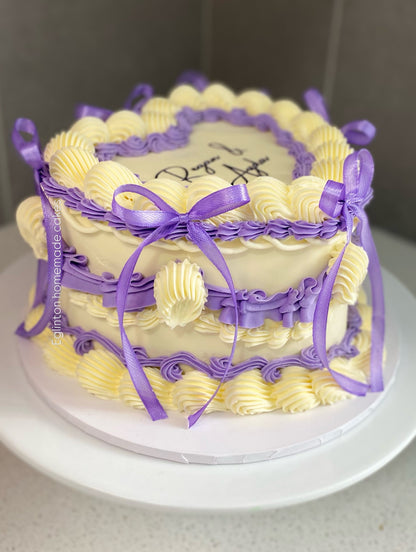 Cream and Purple Vintage Cake