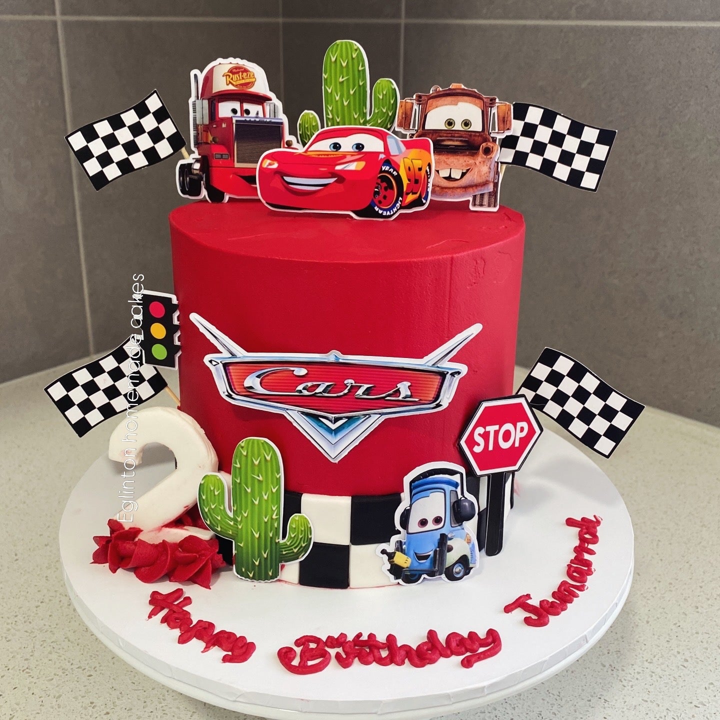 Mcqueen theme cake