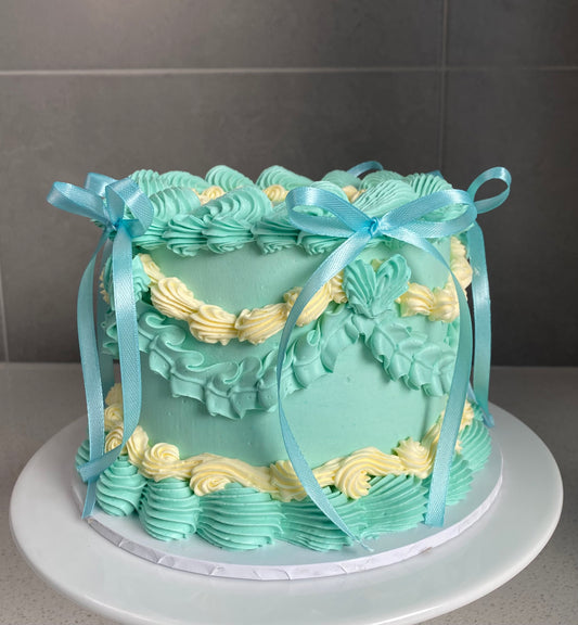 Baby Mint Blue Vintage Cake