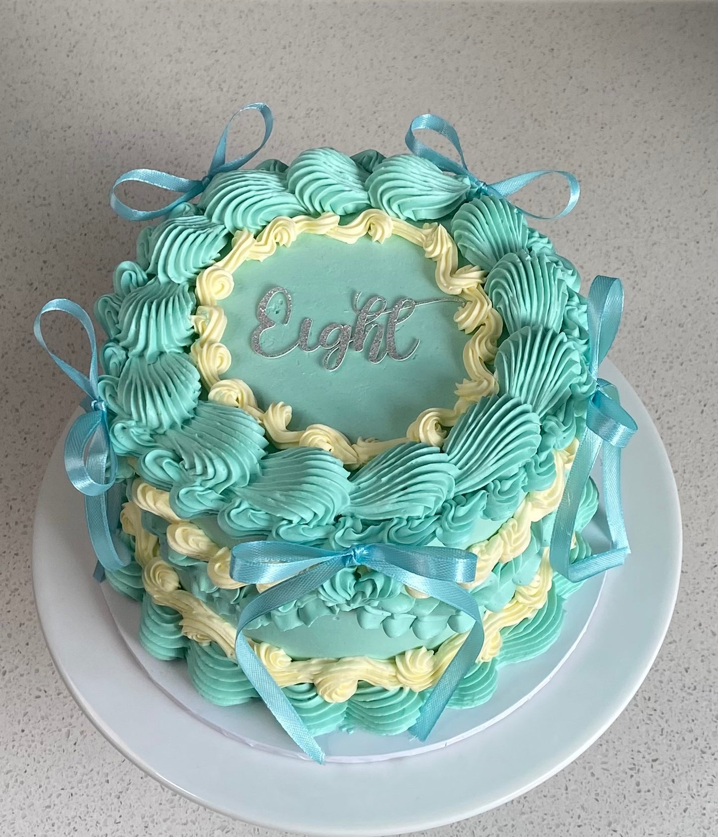 Baby Mint Blue Vintage Cake