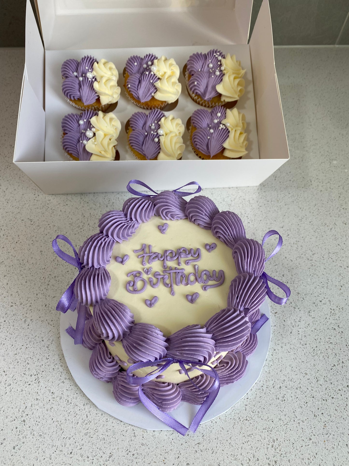 Purple Vintage with Heart Piping