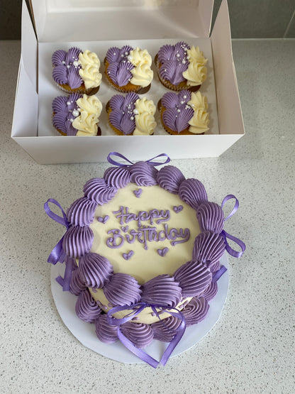 Purple Vintage with Heart Piping