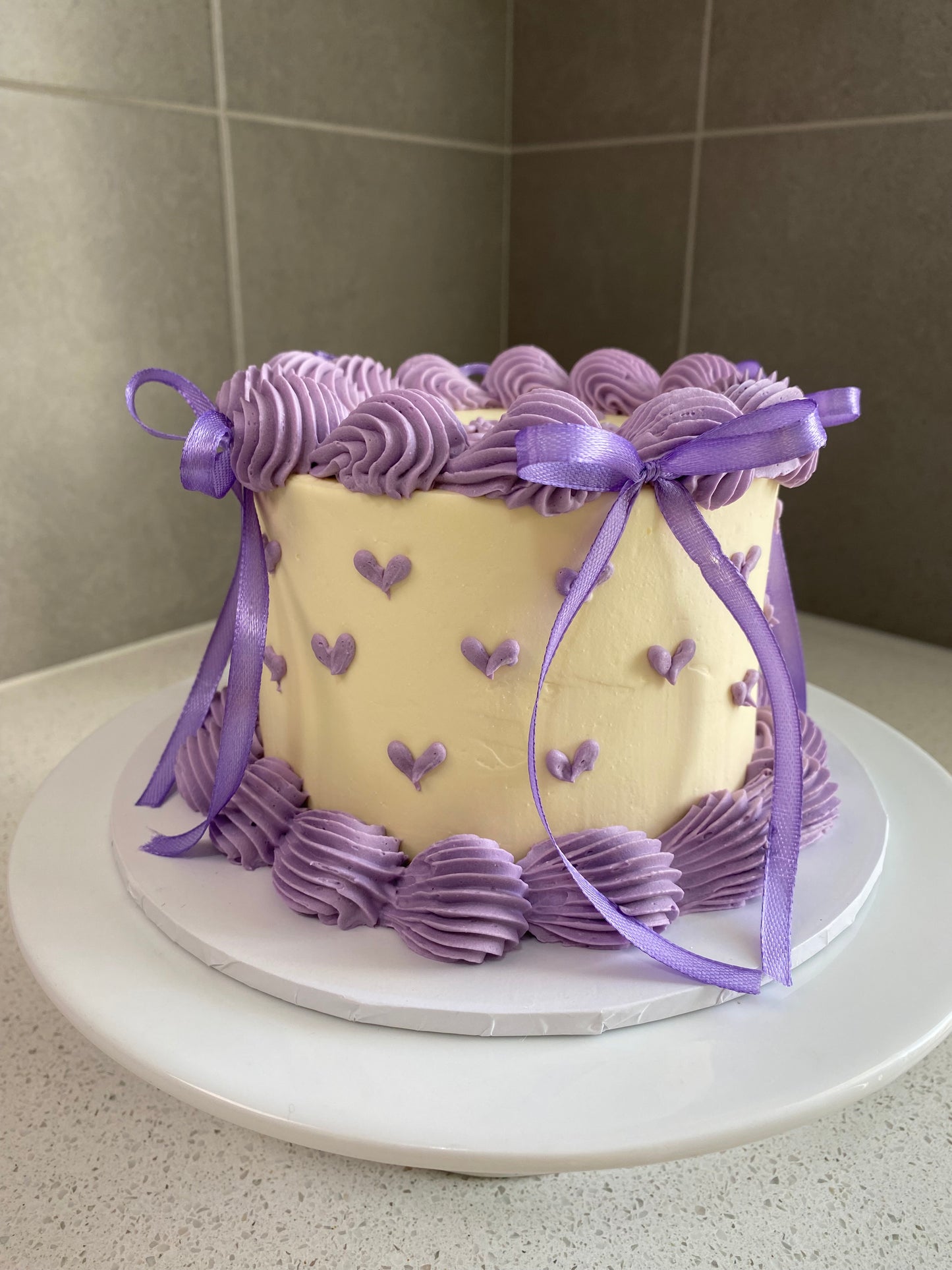 Purple Vintage with Heart Piping
