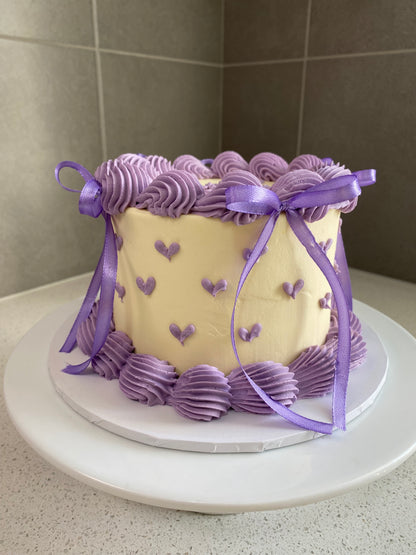 Purple Vintage with Heart Piping