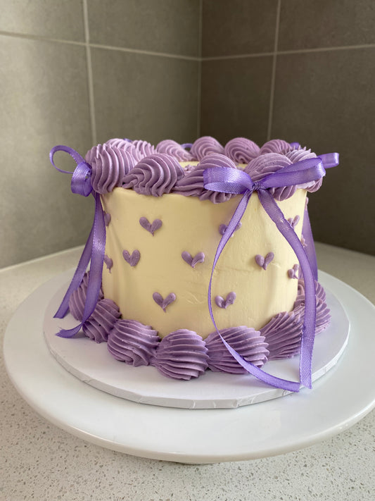 Purple Vintage with Heart Piping