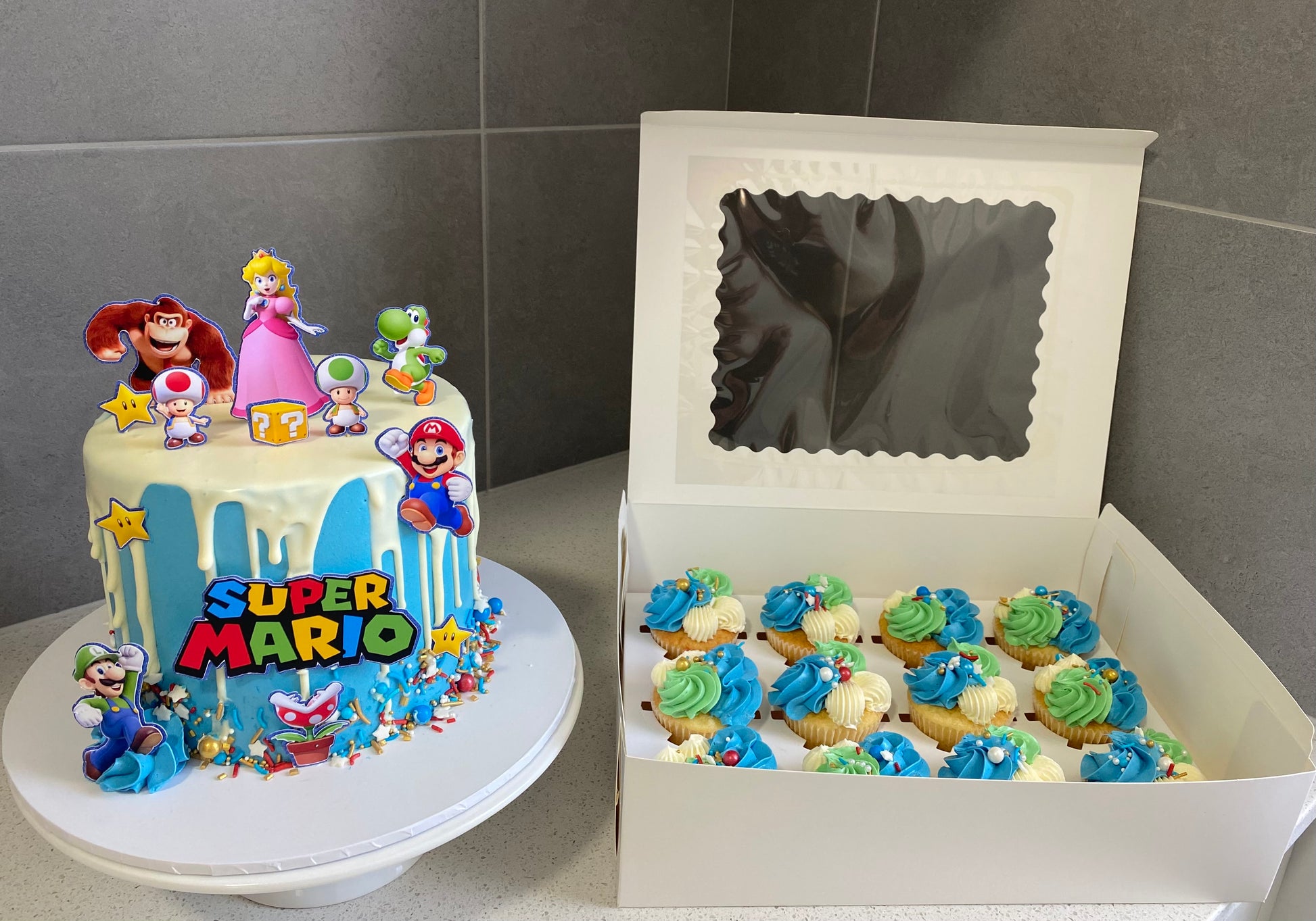 with cupcakes, super mario brothers
