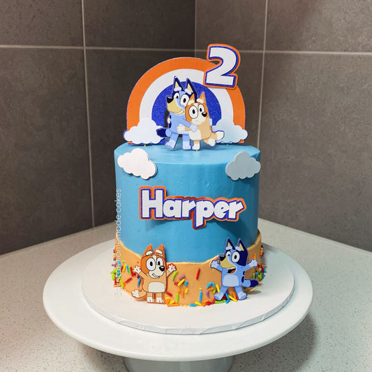 bluey theme cake, custom cake, for kids birthday