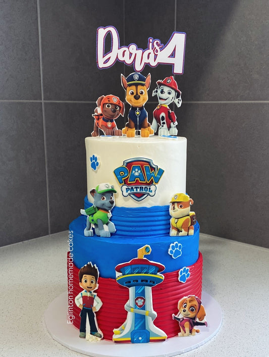 paw patrol character theme cake