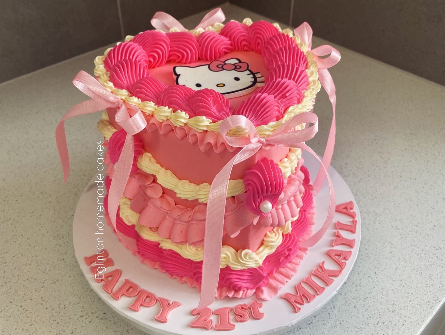 Pink and White Hello Kitty Vintage Cake