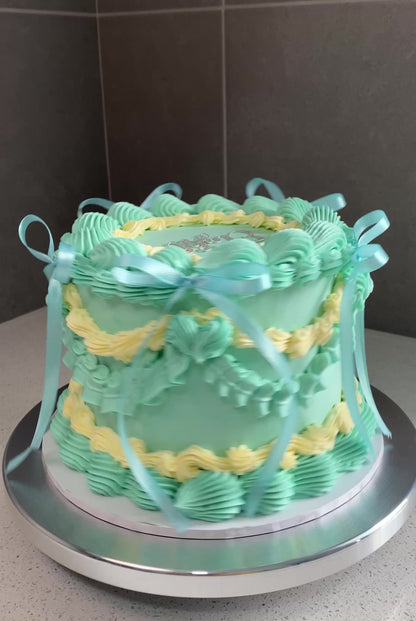 Baby Mint Blue Vintage Cake
