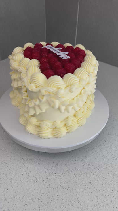 Heart Vintage with Raspberries on top